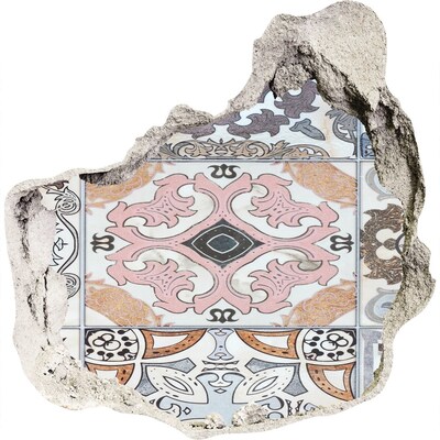 trapstickers mozaiek Een versleten vloer met kleurrijke tegels.