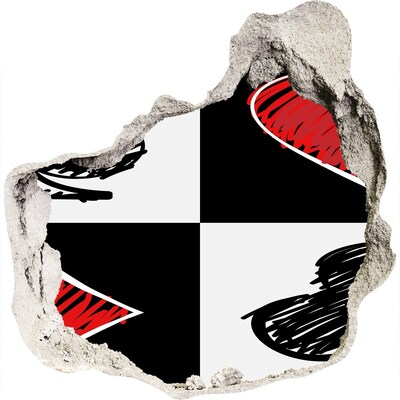 trapfolie Gebroken muur met rode accenten