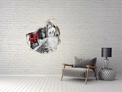 trapstickers natuur Een rode fiets in een charmante straat.