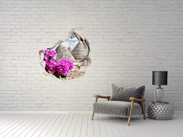 tegelstickers keuken Trulli in Puglia met bloemen