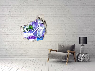 Naklejka dziura na ścianę Rower w ogrodzie pełnym kwiatów