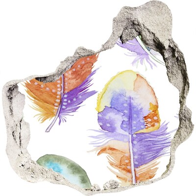 zelfklevende trapfolie Kleurrijke veren op de muurachtergrond