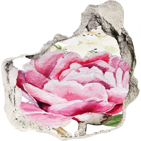 zelfklevende trapfolie Een bloemenlandschap in een gat in de muur