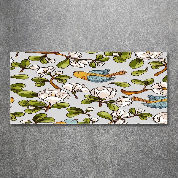 Foto in plexiglas Bloemen en vogels