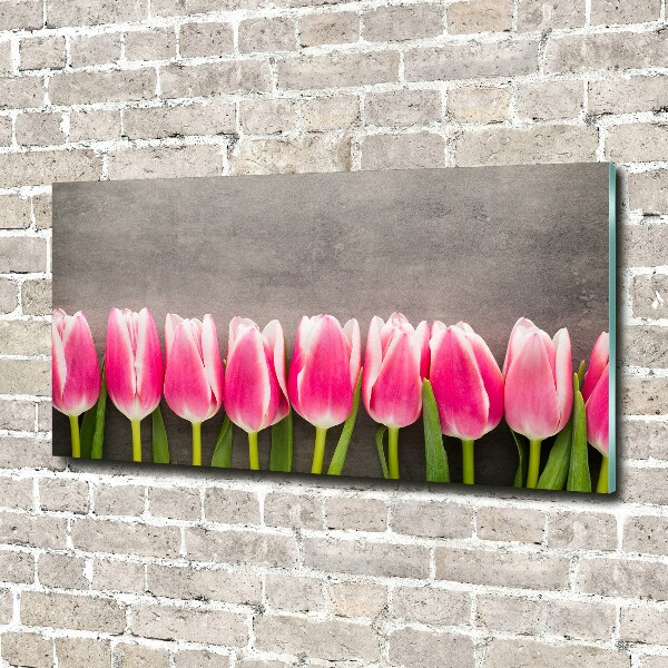 Schilderij op acrylglas Roze tulpen