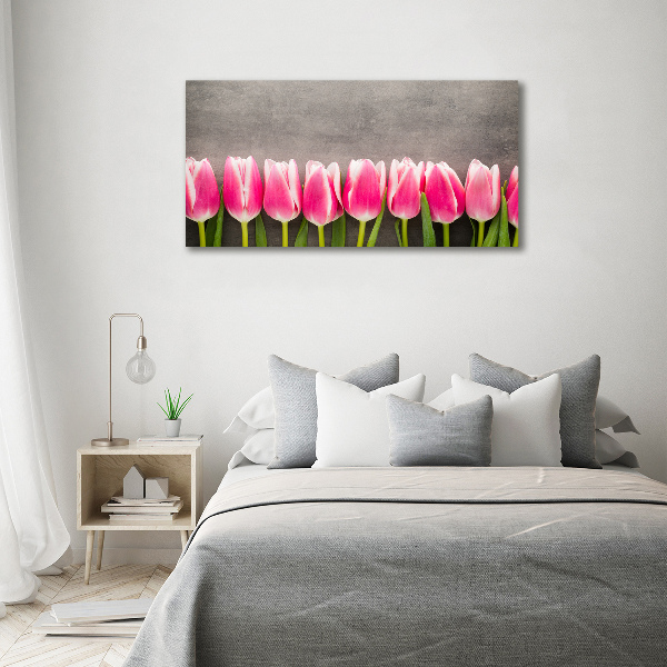 Schilderij op acrylglas Roze tulpen