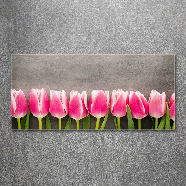 Schilderij op acrylglas Roze tulpen