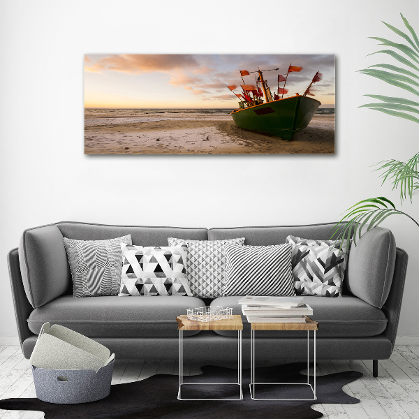 Plexiglas foto Vissersboot strand