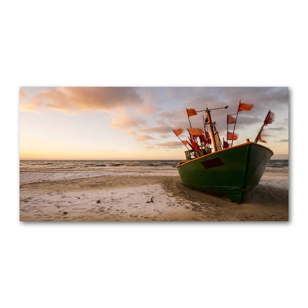 Plexiglas foto Vissersboot strand