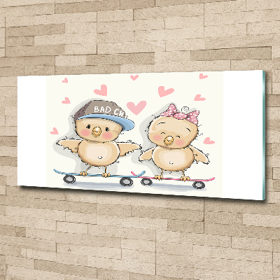 Plexiglas schilderij Vogels op een skateboard