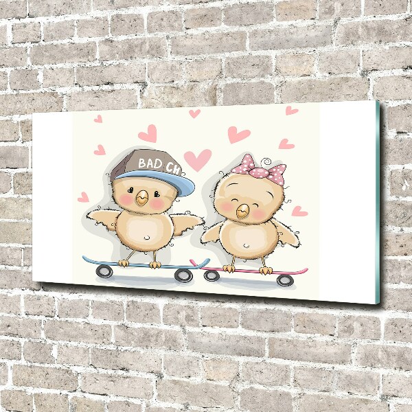 Plexiglas schilderij Vogels op een skateboard