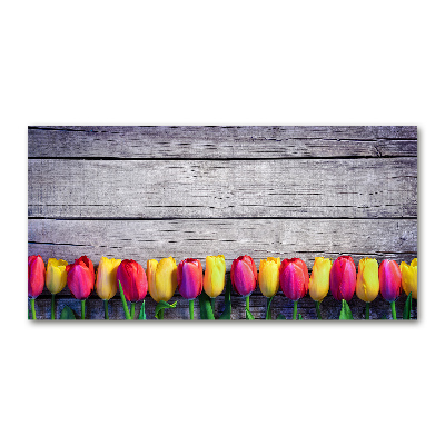 Foto in plexiglas Tulpen op hout