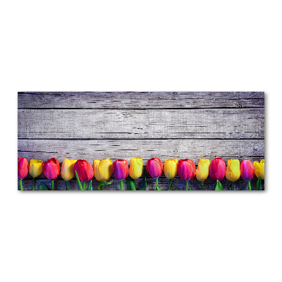 Foto in plexiglas Tulpen op hout