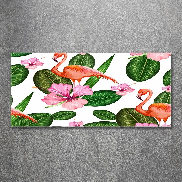 Foto op plexiglas Flamingo's en planten
