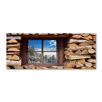 Foto obraz szkło akryl Zima za oknem