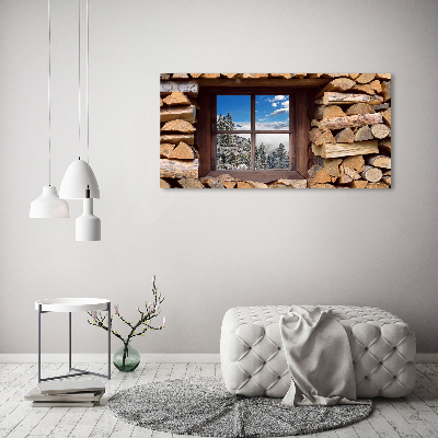 Schilderij op acrylglas De winter buiten het raam.