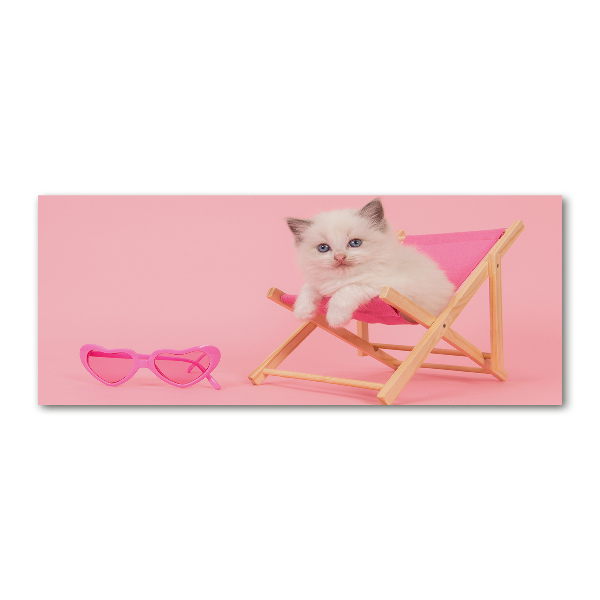 Foto in plexiglas Kat op een ligstoel