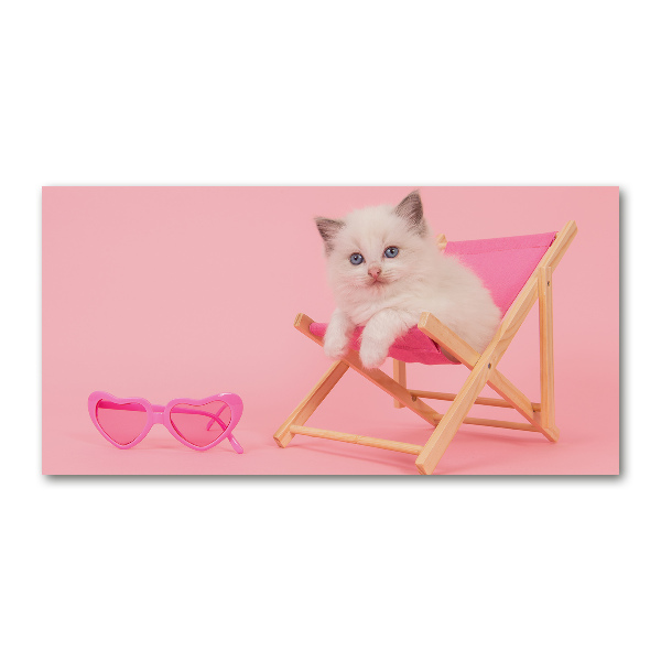 Foto in plexiglas Kat op een ligstoel