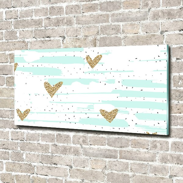 Foto obraz szkło akryl Złote serca tło