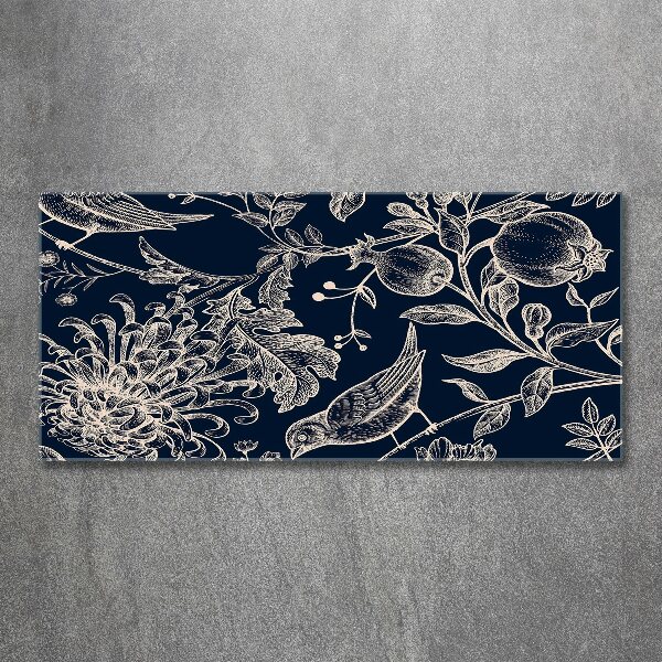 Plexiglas schilderij Bloemen en vogels