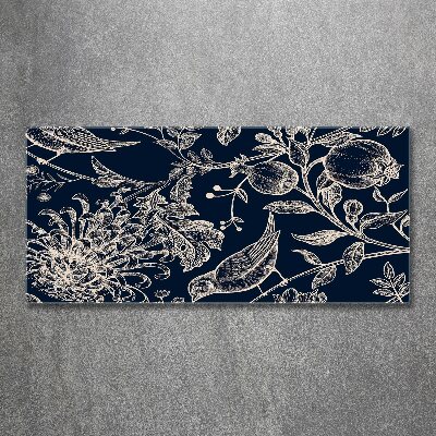 Plexiglas schilderij Bloemen en vogels