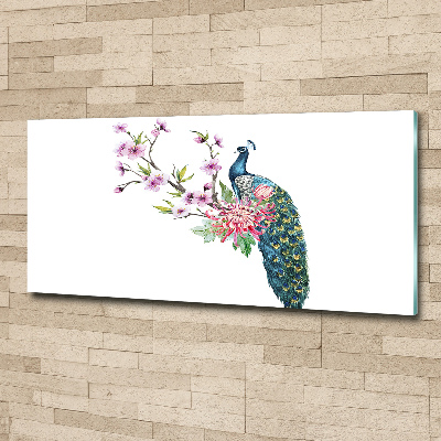 Plexiglas schilderij Pauw en bloemen