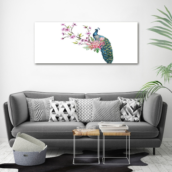 Plexiglas schilderij Pauw en bloemen