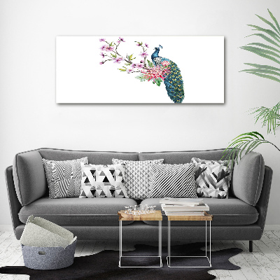 Plexiglas schilderij Pauw en bloemen