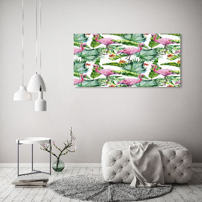 Foto in plexiglas Flamingo's planten