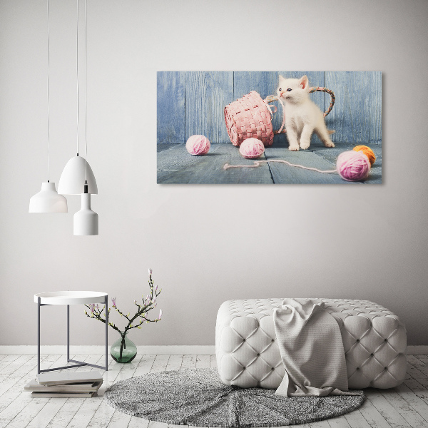 Plexiglas schilderij Witte kat en strengen