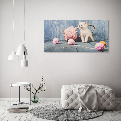 Plexiglas schilderij Witte kat en strengen