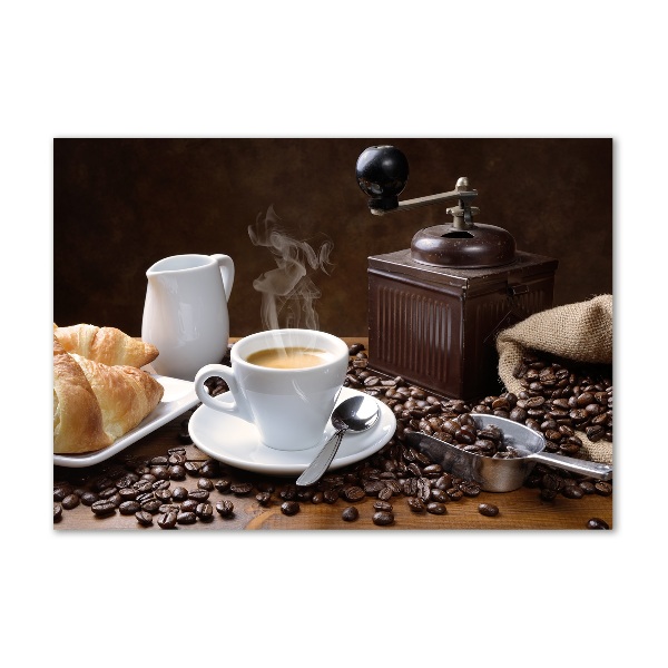 Foto plexiglas Croissants en koffie