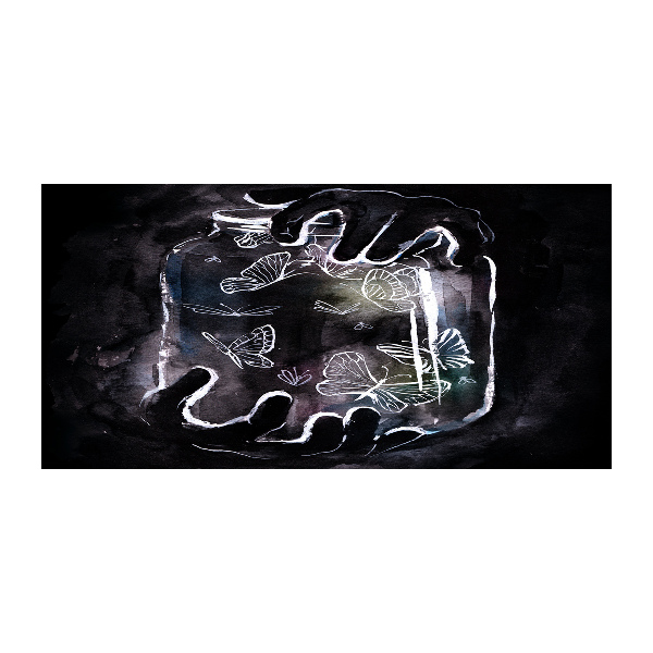 Schilderij op acrylglas Vlinders in een pot