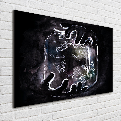 Schilderij op acrylglas Vlinders in een pot