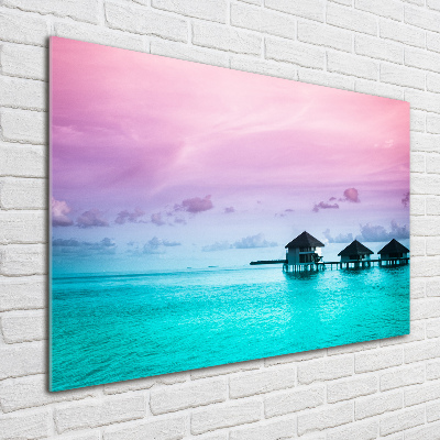 Schilderij op acrylglas Bungalows boven het water