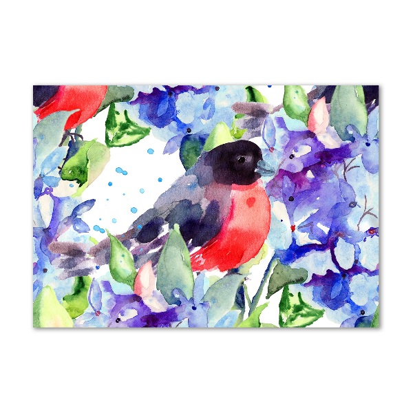 Foto in plexiglas Vogel en bloemen