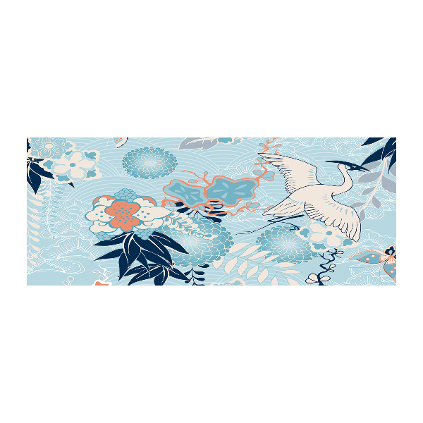 Obraz zdjęcie szkło akryl Żuraw i kwiaty