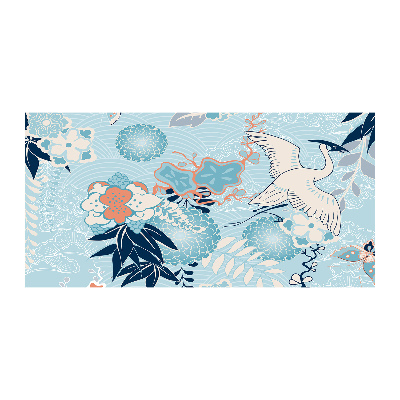 Foto op plexiglas Kraanvogel en bloemen