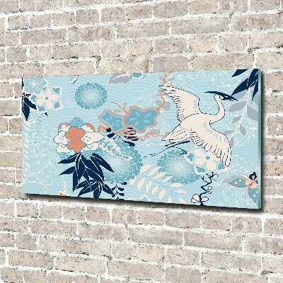 Obraz zdjęcie szkło akryl Żuraw i kwiaty