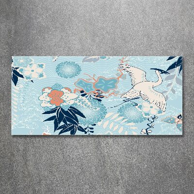 Foto op plexiglas Kraanvogel en bloemen