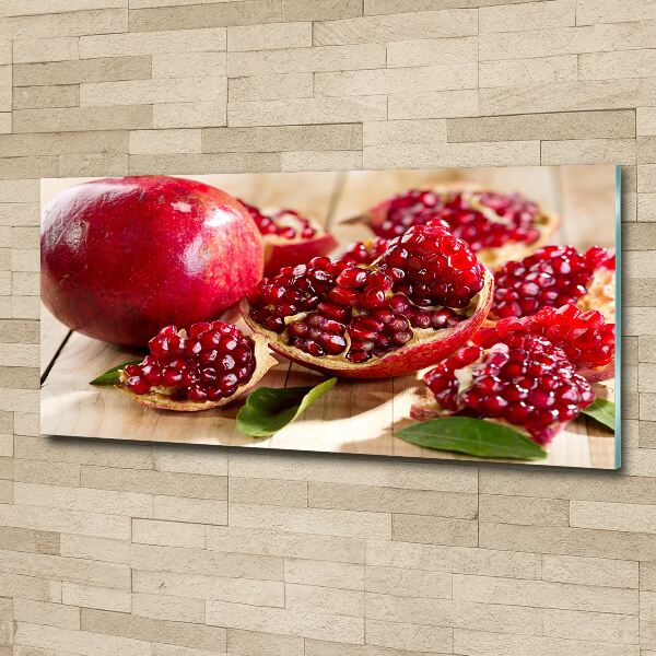 Schilderij op acrylglas Granaatappel met bladeren