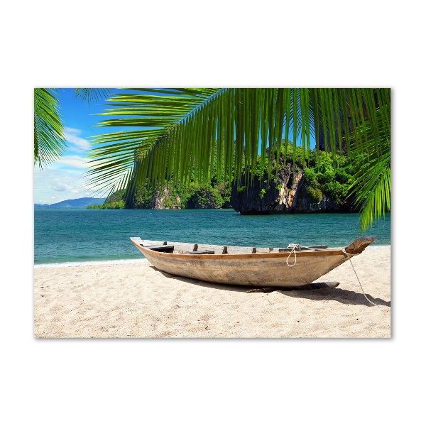 Foto obraz szkło akryl Łódka na plaży