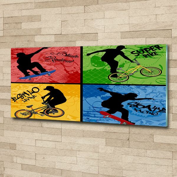 Plexiglas foto Fiets en skateboard