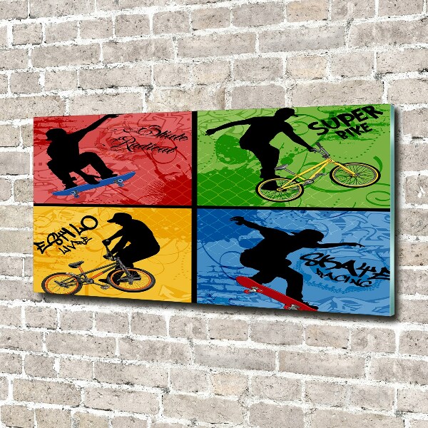 Plexiglas foto Fiets en skateboard