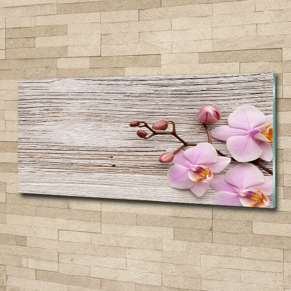 Foto op plexiglas Orchidee op hout