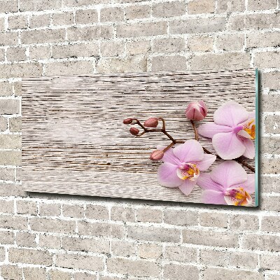 Foto op plexiglas Orchidee op hout
