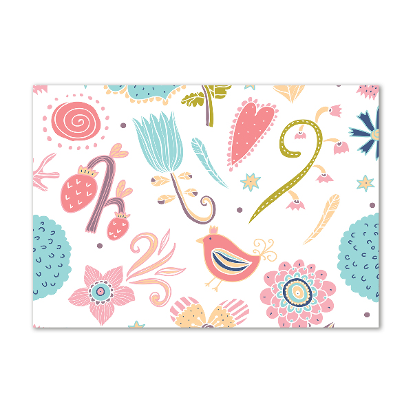 Obraz zdjęcie szkło akryl Kwiaty i ptaki