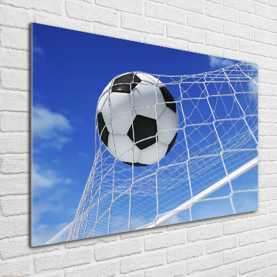 Foto op plexiglas De bal ligt in het doel.