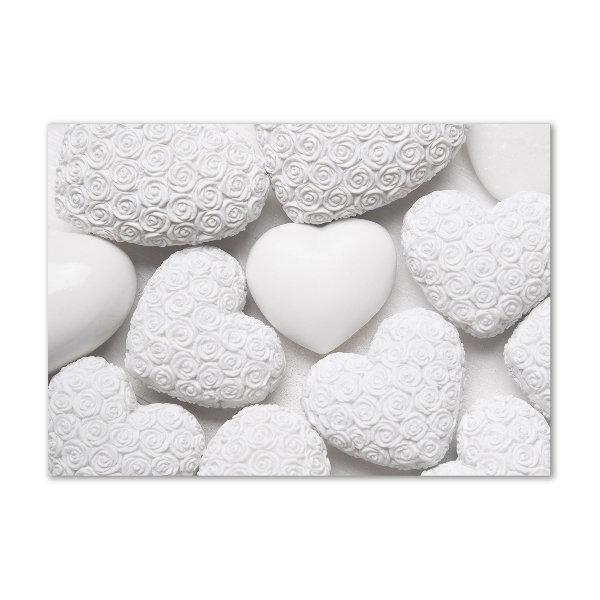 Schilderij op acrylglas Witte hartachtergrond