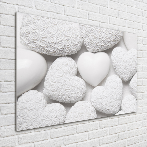Schilderij op acrylglas Witte hartachtergrond